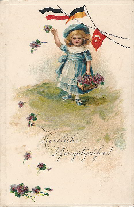 "Herzliche Pfingstgrüße". Ansichtskarte, beschriftet, ohne Datum. Sammlung Detlev Brum.